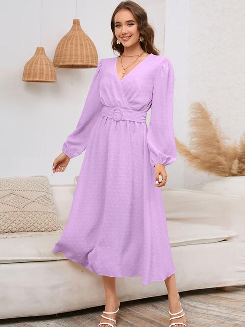 Surplice Balloon Sleeve Dress