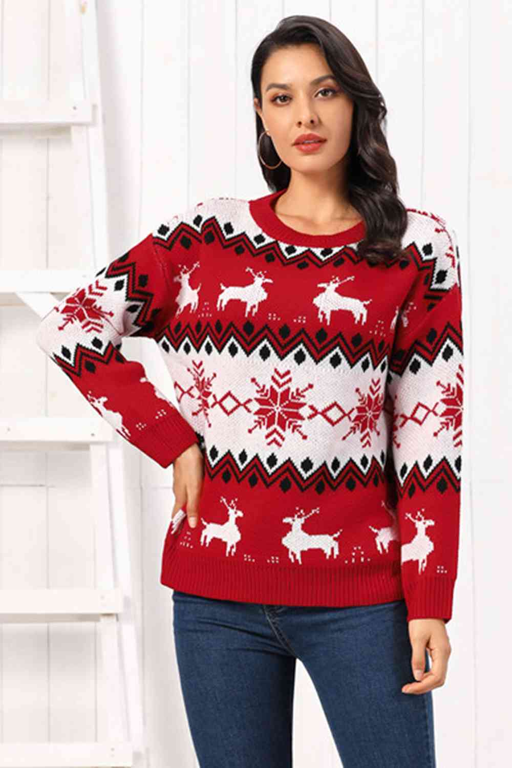 Reindeer Round Neck Sweater