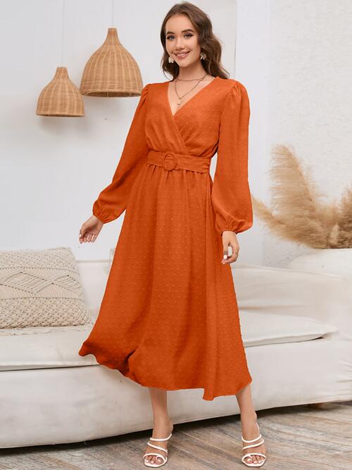 Surplice Balloon Sleeve Dress