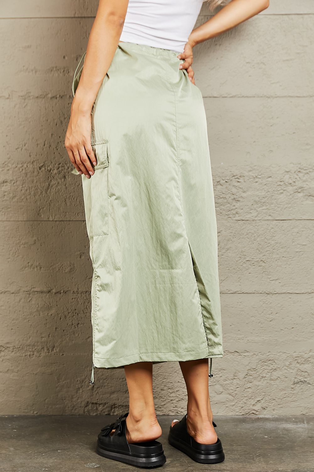 HYFVE Just In Time High Waisted Cargo Midi Skirt